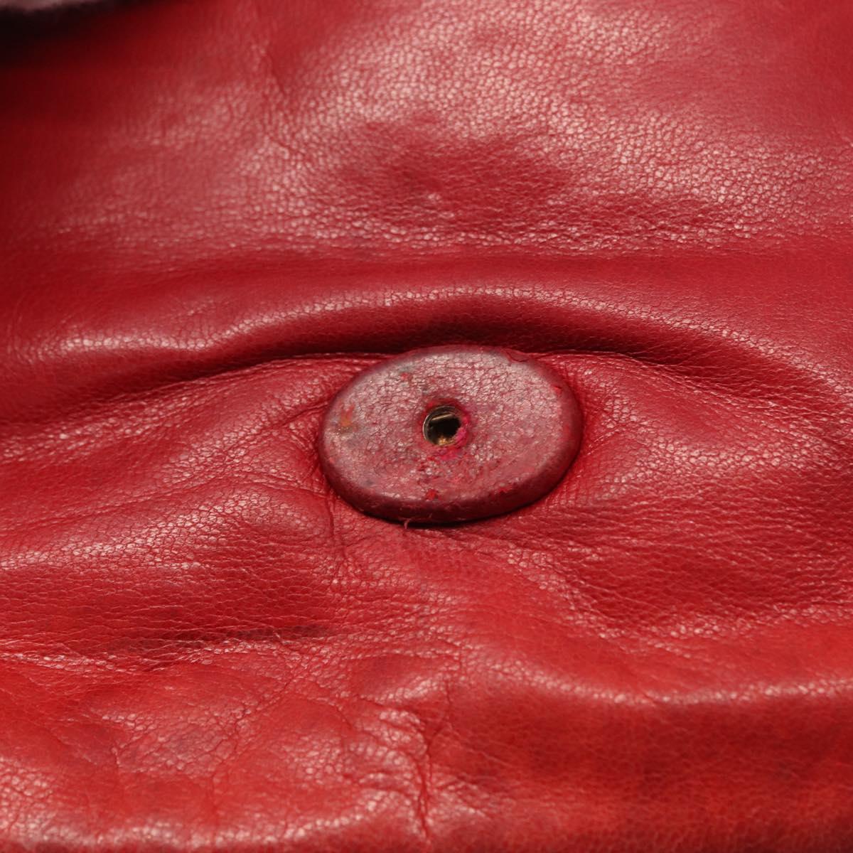 CHANEL Chain Shoulder Bag Lamb Skin Red Gold CC Auth BA10508
