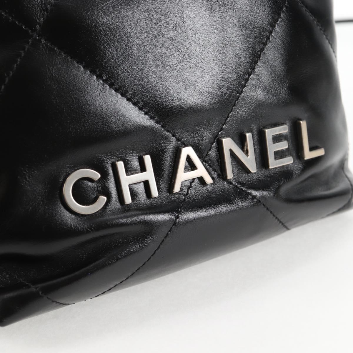 CHANEL Chanel 22 Small Matelasse Chain Bag Lamb Skin 2way Black CC Auth BA1051SM
