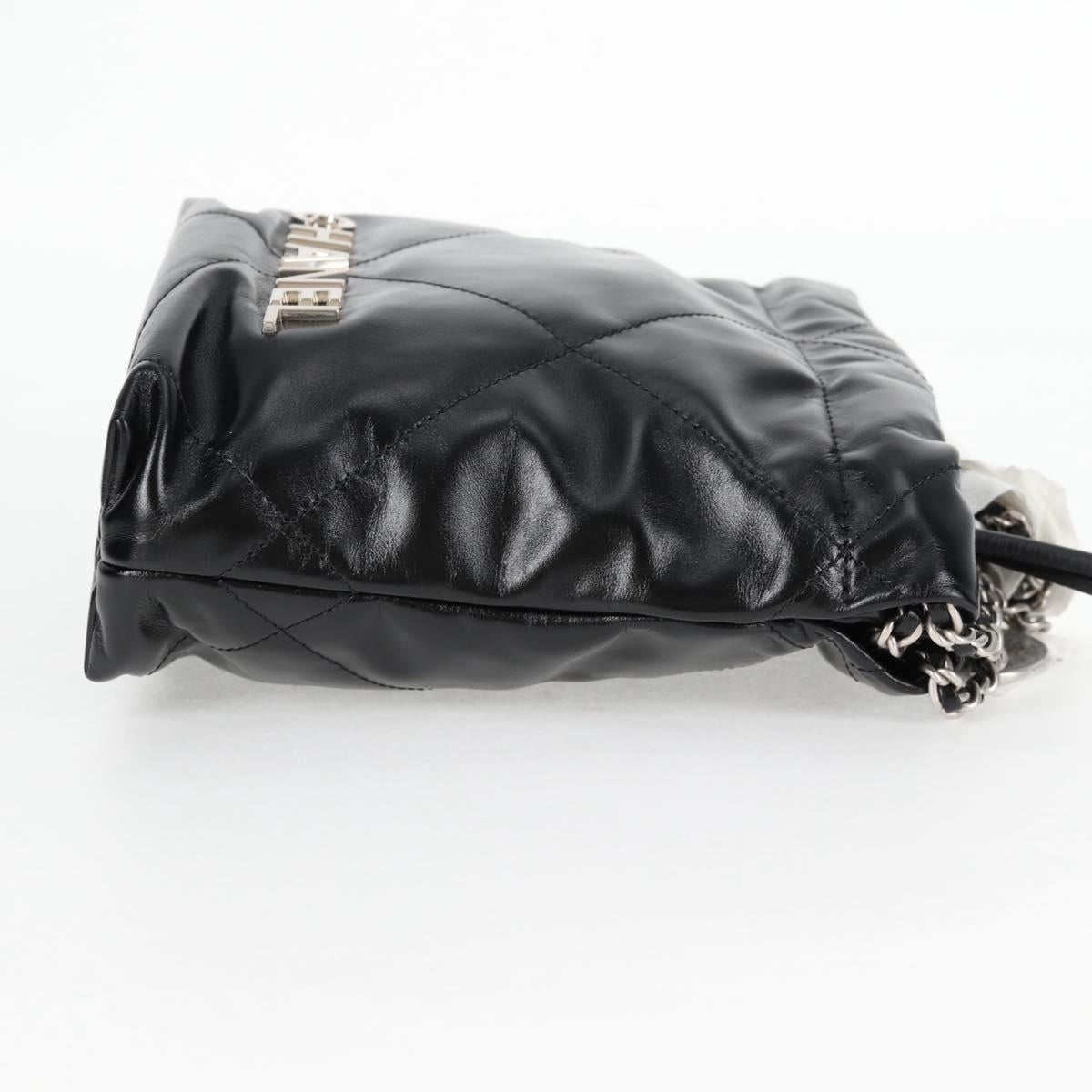 CHANEL Chanel 22 Small Matelasse Chain Bag Lamb Skin 2way Black CC Auth BA1051SM