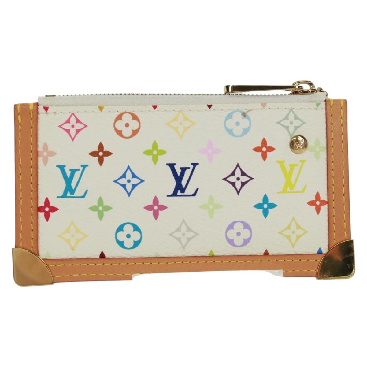 LOUIS VUITTON Multicolor Pochette Cles Coin Purse White M92655 Auth BA10525SAV