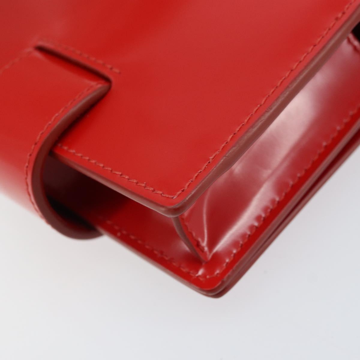 Salvatore Ferragamo Gancini Shoulder Bag Leather Red Silver Auth BA10529
