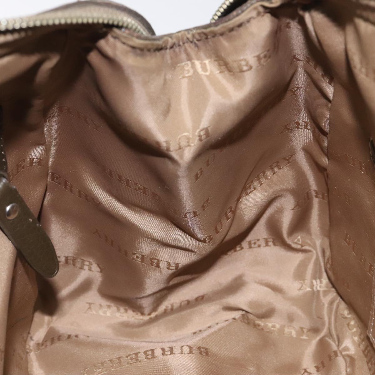 BURBERRY Nova Check Hand Bag Nylon Gray Silver Auth BA1053