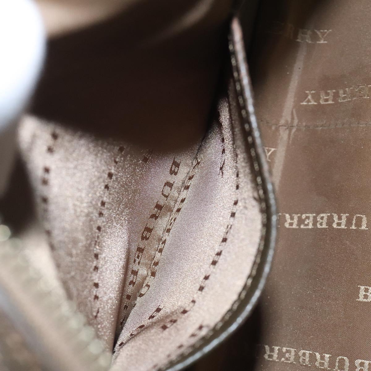 BURBERRY Nova Check Hand Bag Nylon Gray Silver Auth BA1053