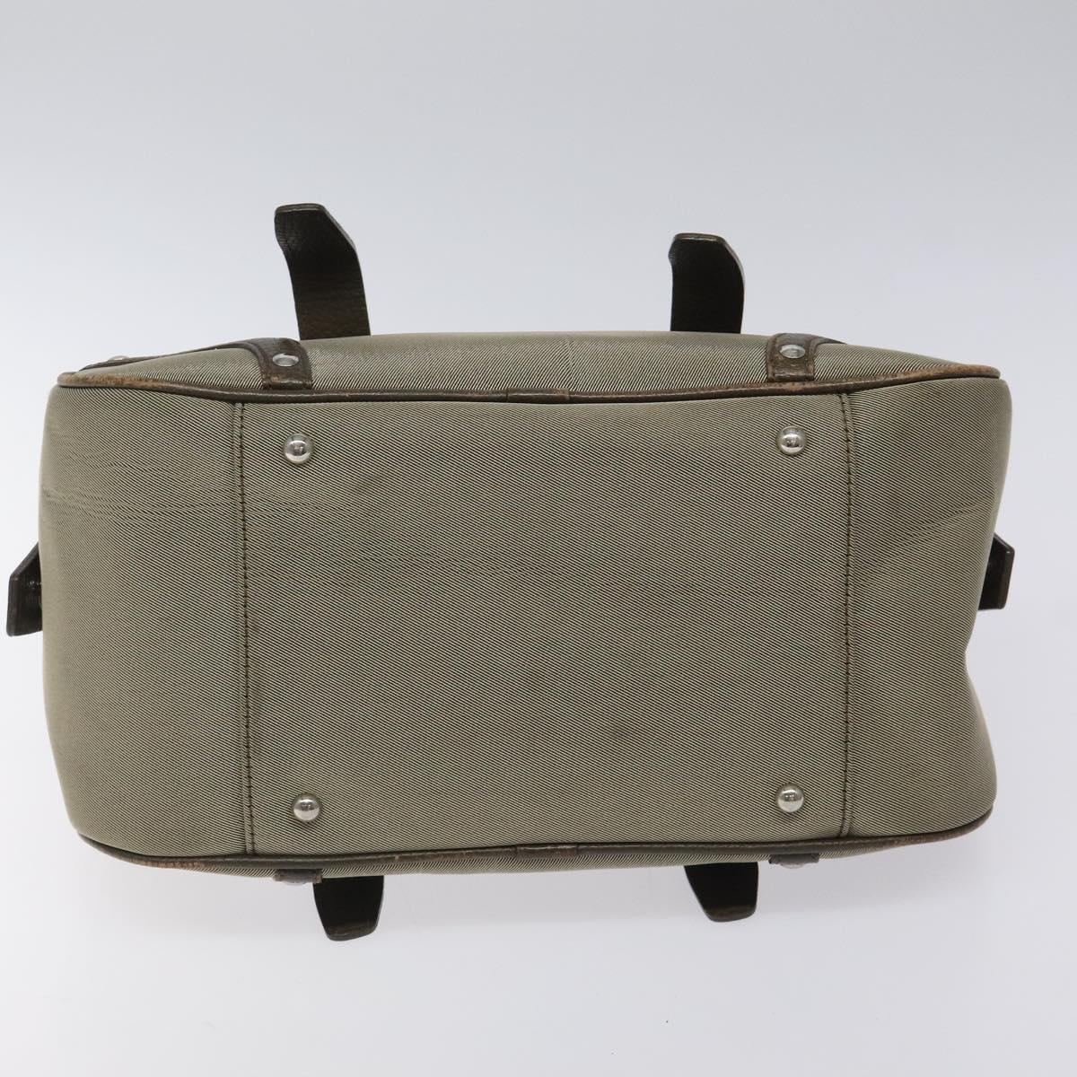 BURBERRY Nova Check Hand Bag Nylon Gray Silver Auth BA1053