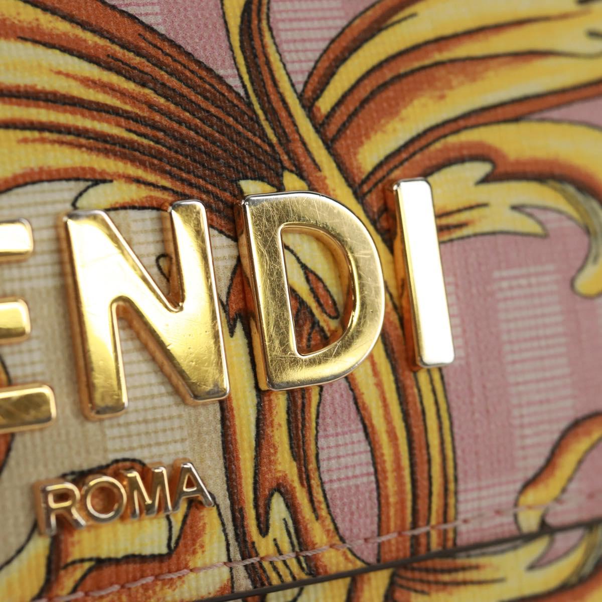 FENDI Chain Wallet Fendace Versace Collaboration PVC Pink Gold Auth BA10530SAV