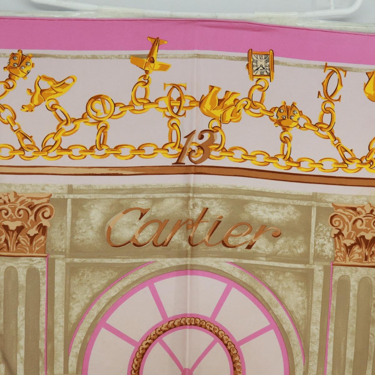 CARTIER Scarf Silk Pink Auth BA10533