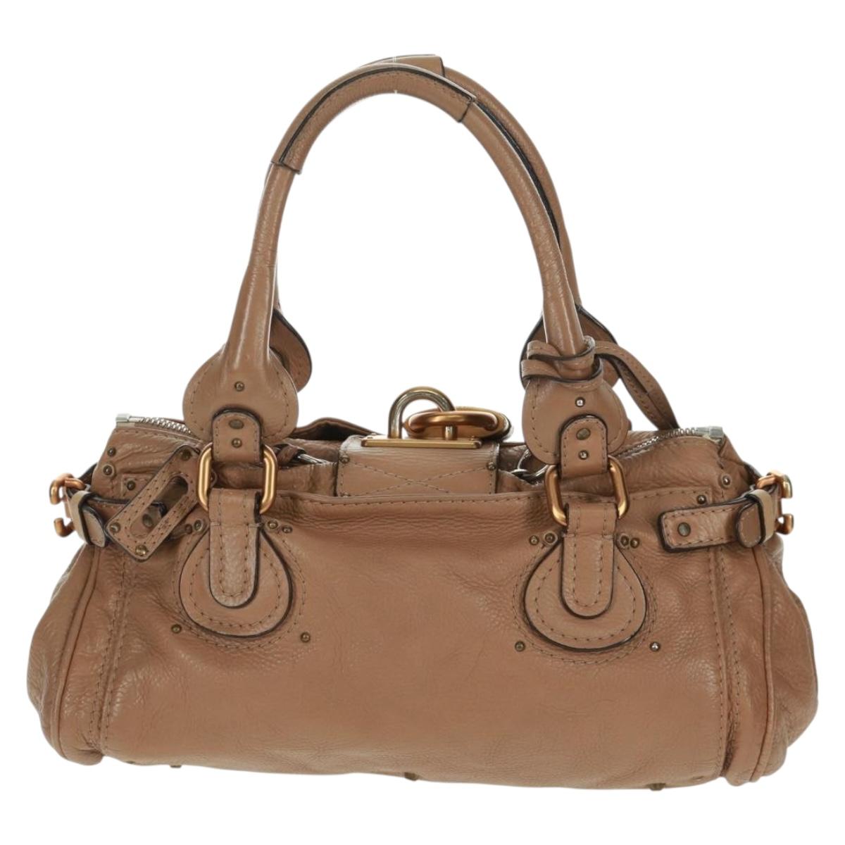 Chloe Paddington Hand Bag Leather Brown Gold Silver Auth BA10547SV