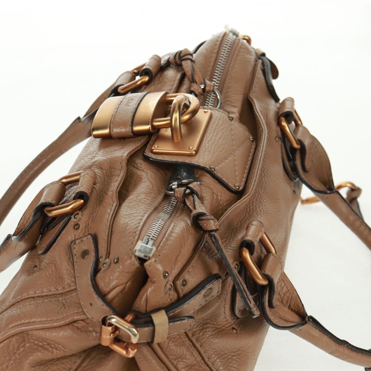 Chloe Paddington Hand Bag Leather Brown Gold Silver Auth BA10547SV