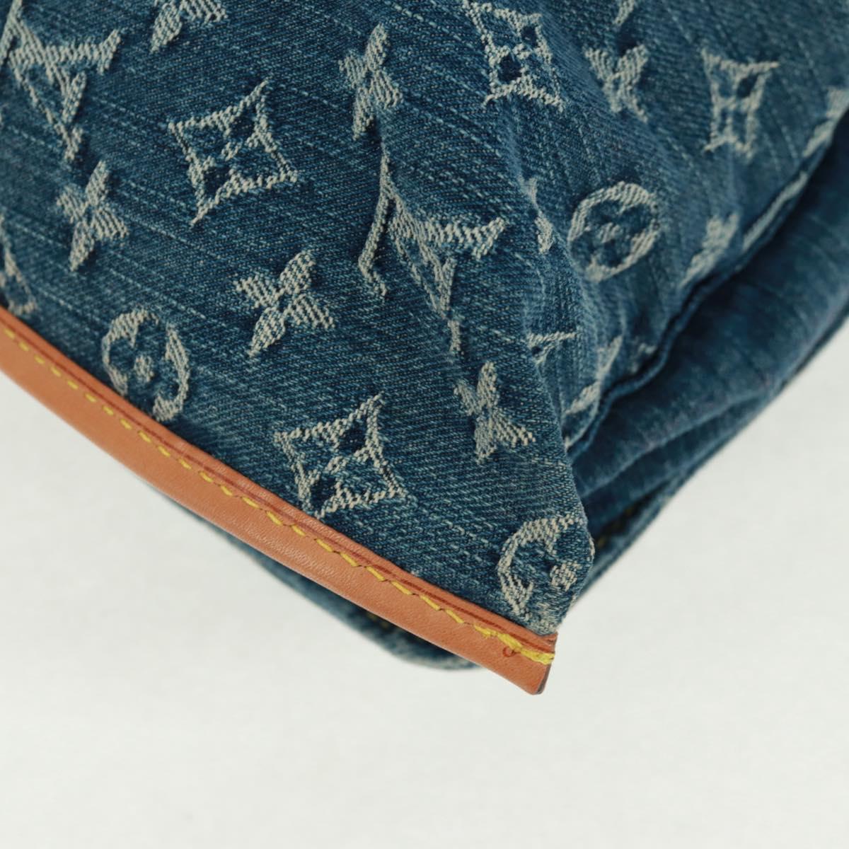 LOUIS VUITTON Monogram Denim Flat Shopper Tote Bag Blue M95018 Auth BA10551SAM