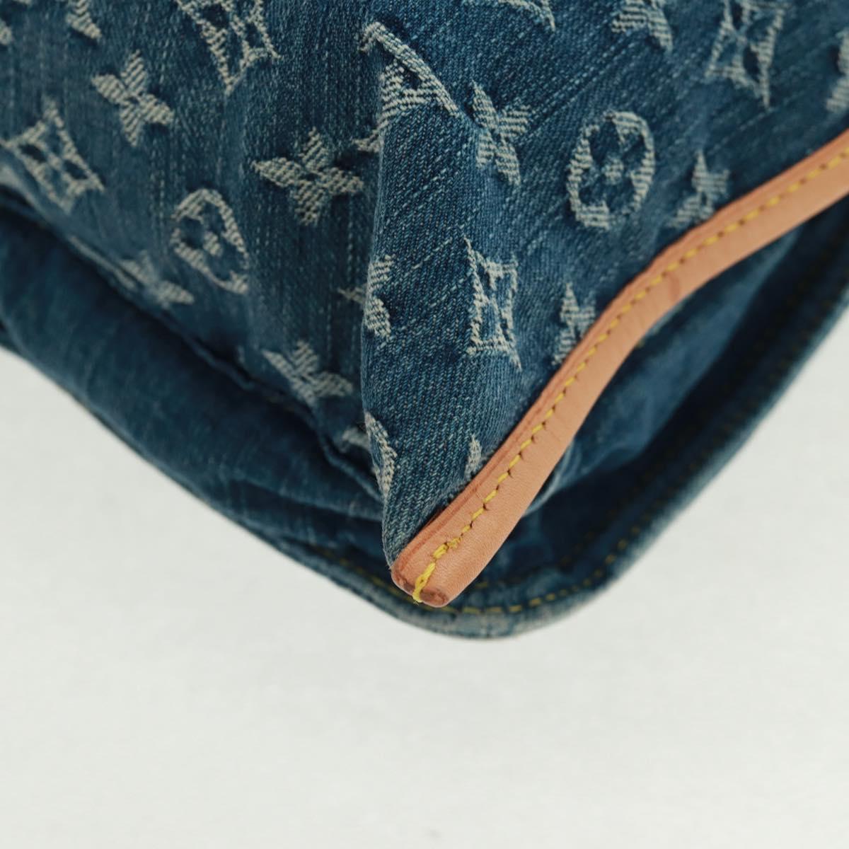 LOUIS VUITTON Monogram Denim Flat Shopper Tote Bag Blue M95018 Auth BA10551SAM