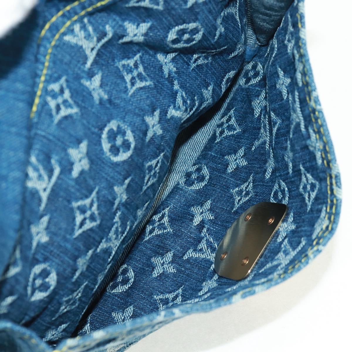 LOUIS VUITTON Monogram Denim Flat Shopper Tote Bag Blue M95018 Auth BA10551SAM