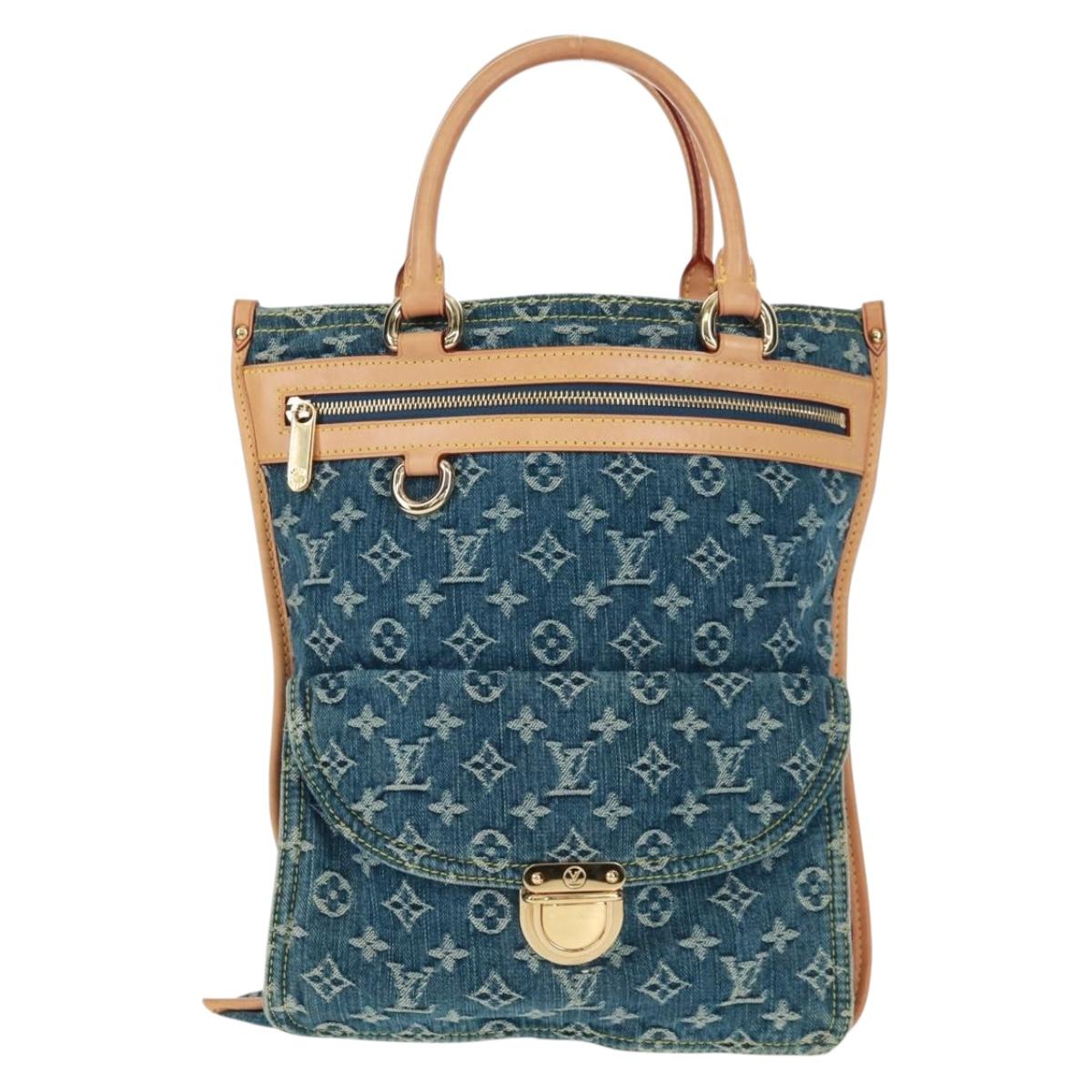 LOUIS VUITTON Monogram Denim Flat Shopper Tote Bag Blue M95018 Auth BA10551SAM