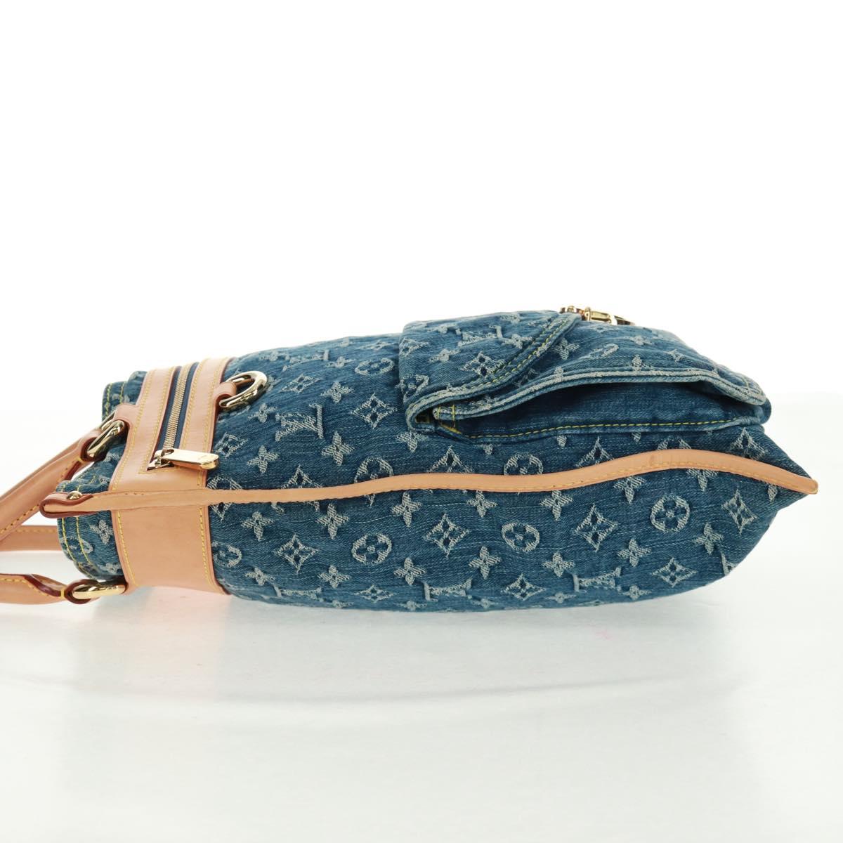 LOUIS VUITTON Monogram Denim Flat Shopper Tote Bag Blue M95018 Auth BA10551SAM