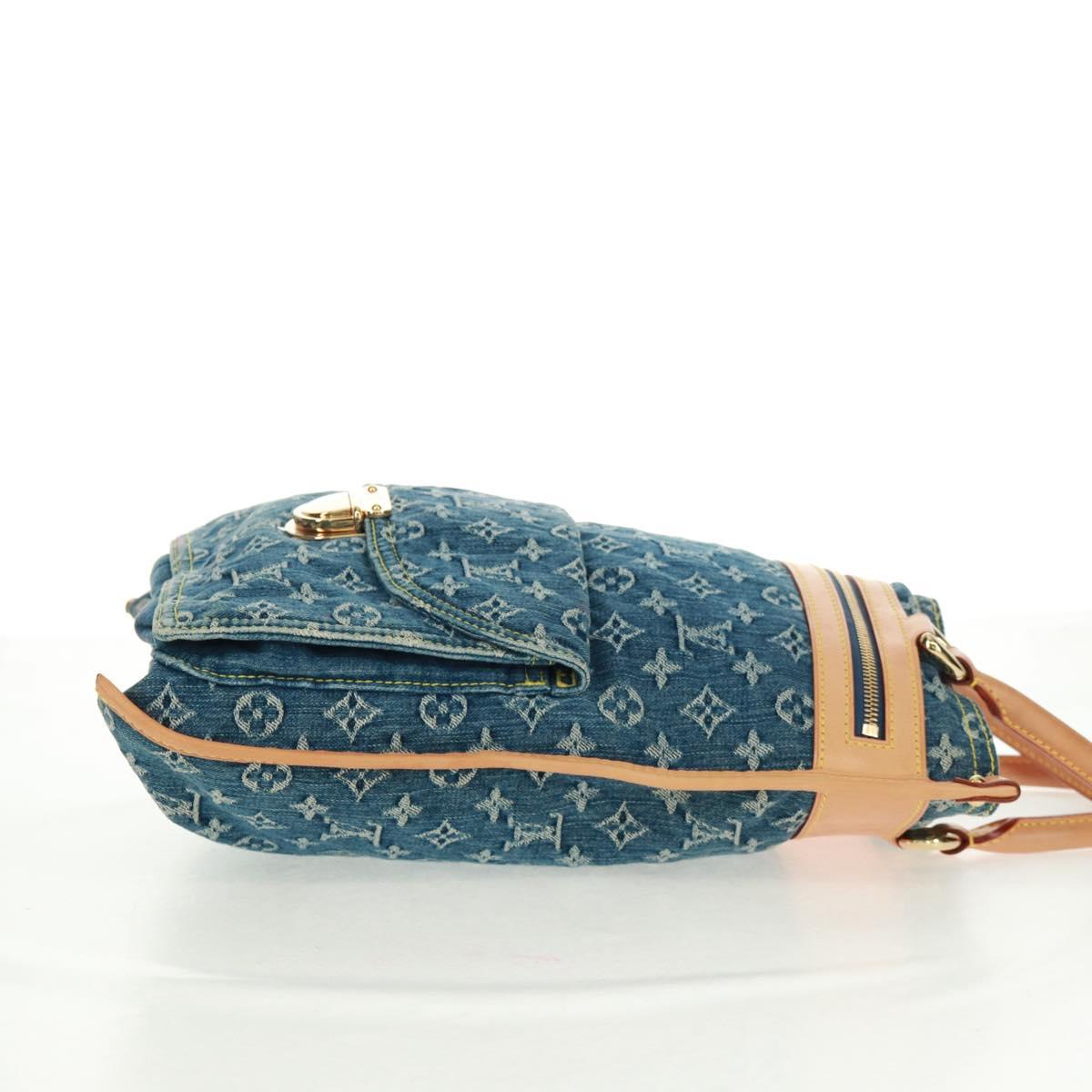 LOUIS VUITTON Monogram Denim Flat Shopper Tote Bag Blue M95018 Auth BA10551SAM
