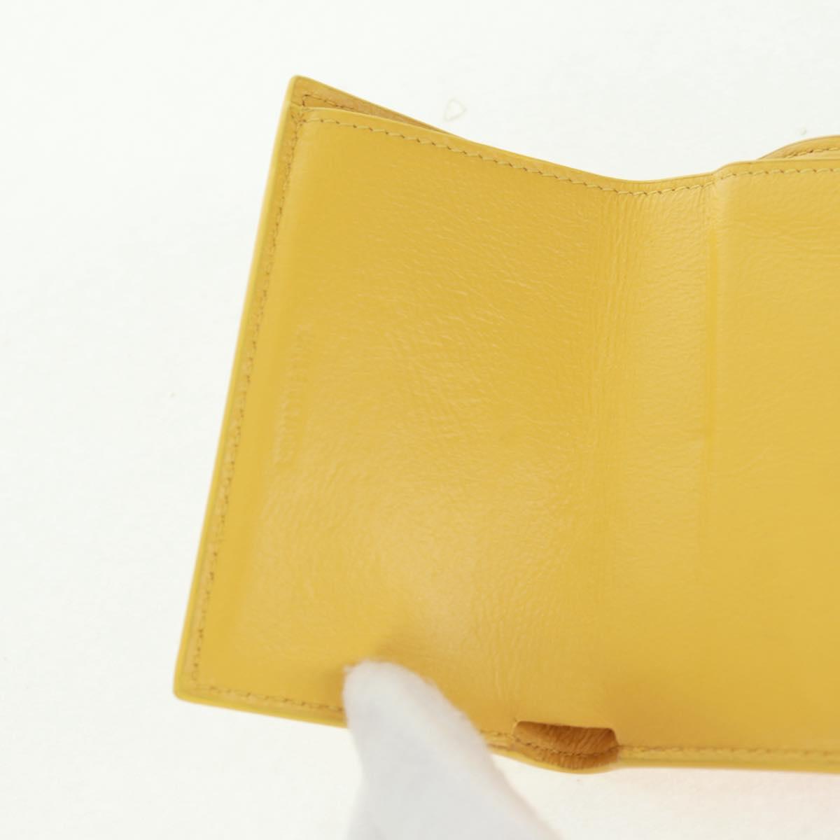 BALENCIAGA Puppy Wallet Leather Yellow Silver Auth BA10560AV