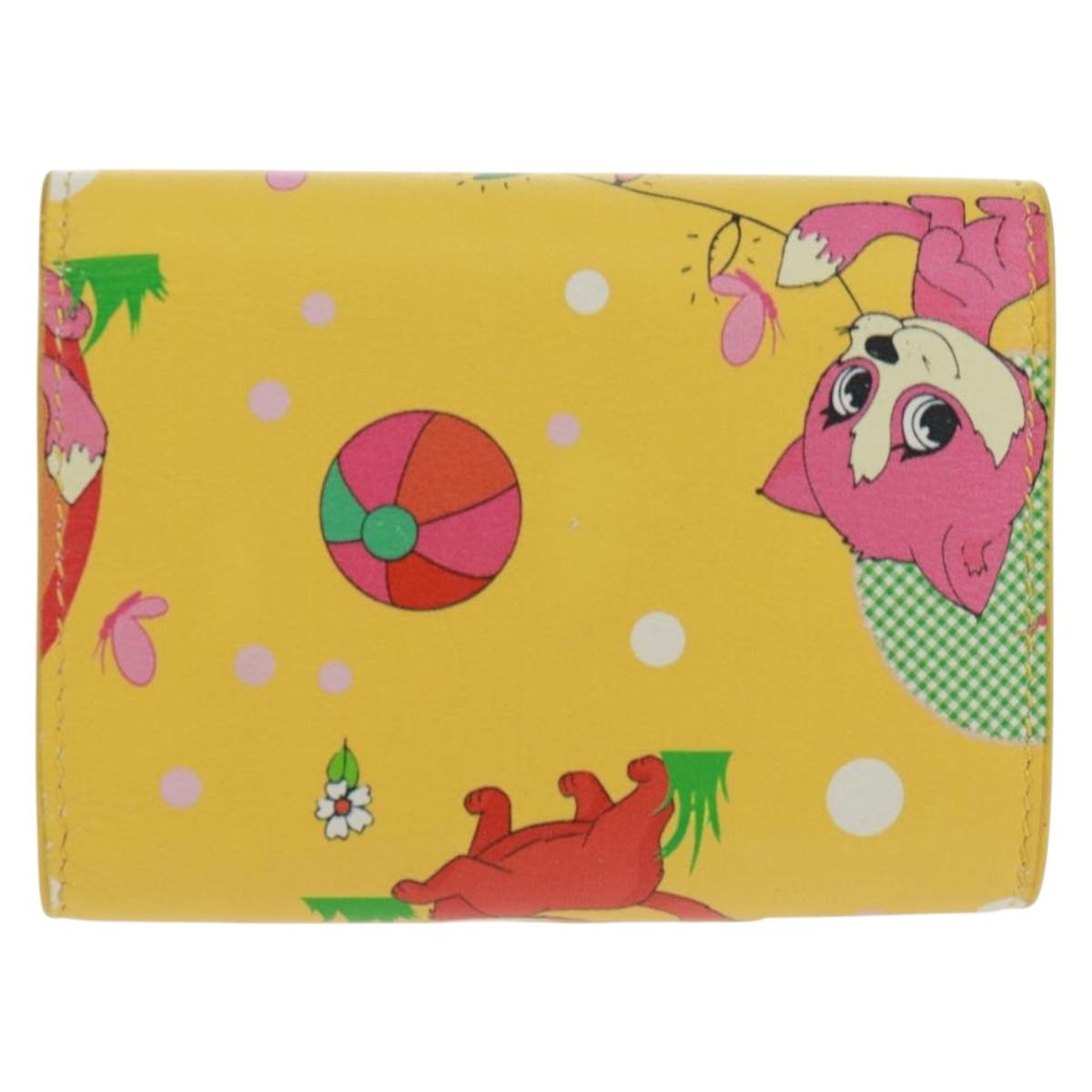 BALENCIAGA Puppy Wallet Leather Yellow Silver Auth BA10560AV