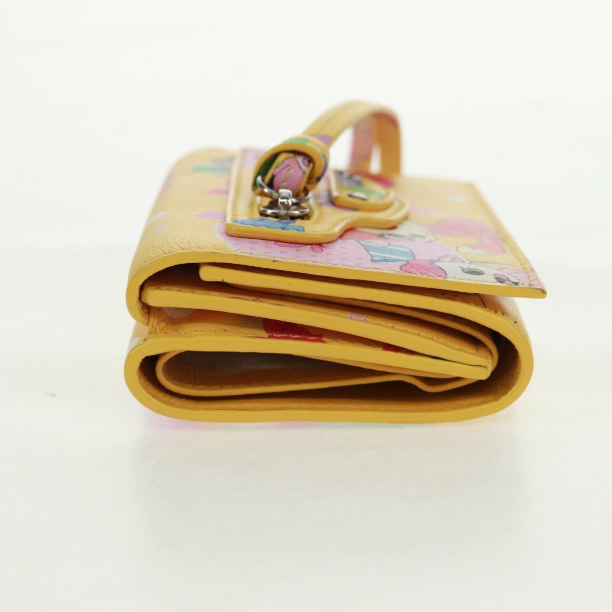 BALENCIAGA Puppy Wallet Leather Yellow Silver Auth BA10560AV