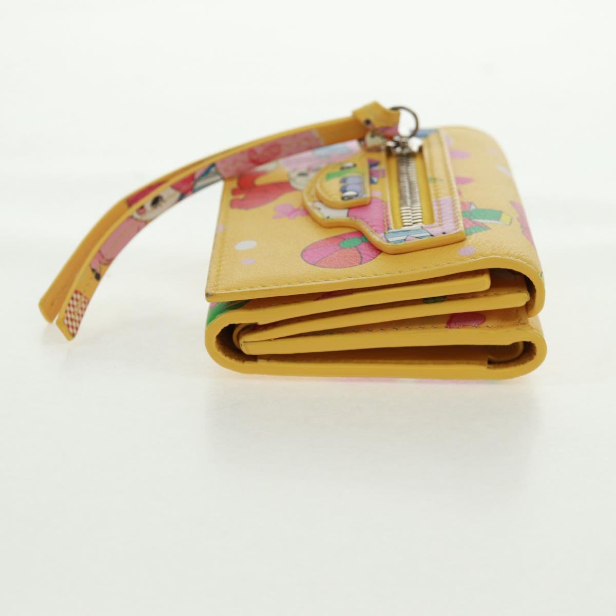 BALENCIAGA Puppy Wallet Leather Yellow Silver Auth BA10560AV