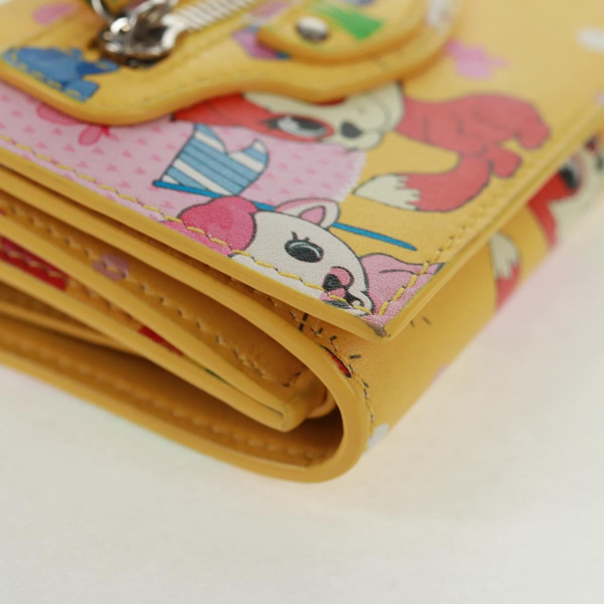 BALENCIAGA Puppy Wallet Leather Yellow Silver Auth BA10560AV