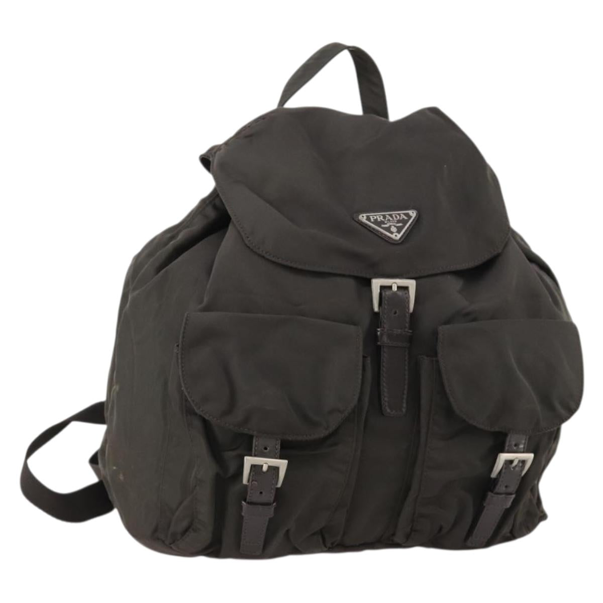 PRADA Backpack Nylon Gray Silver Auth BA10561