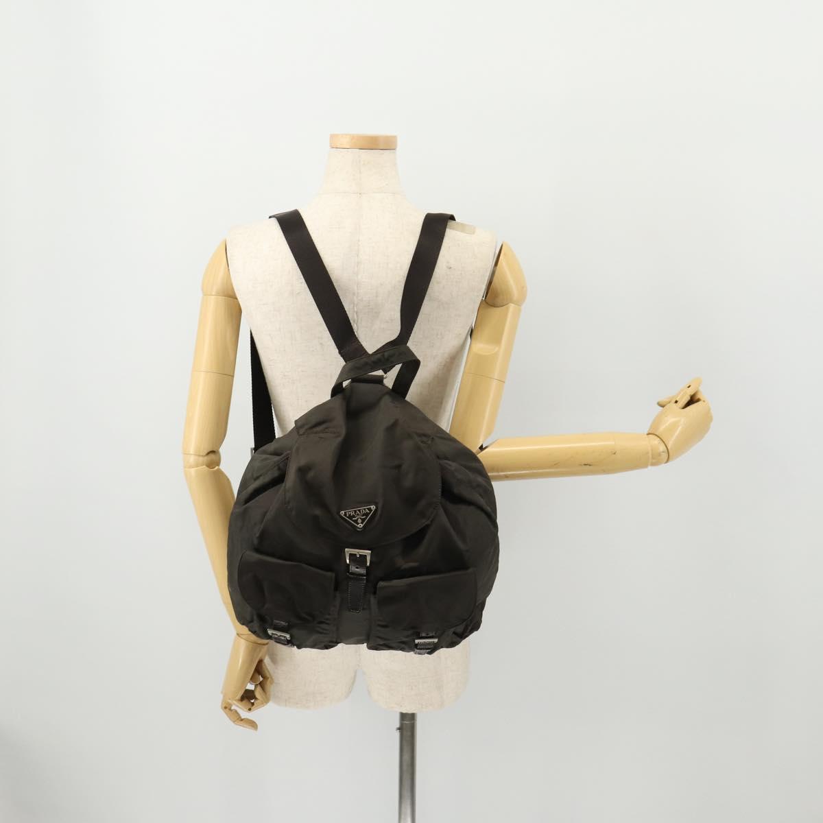 PRADA Backpack Nylon Gray Silver Auth BA10561