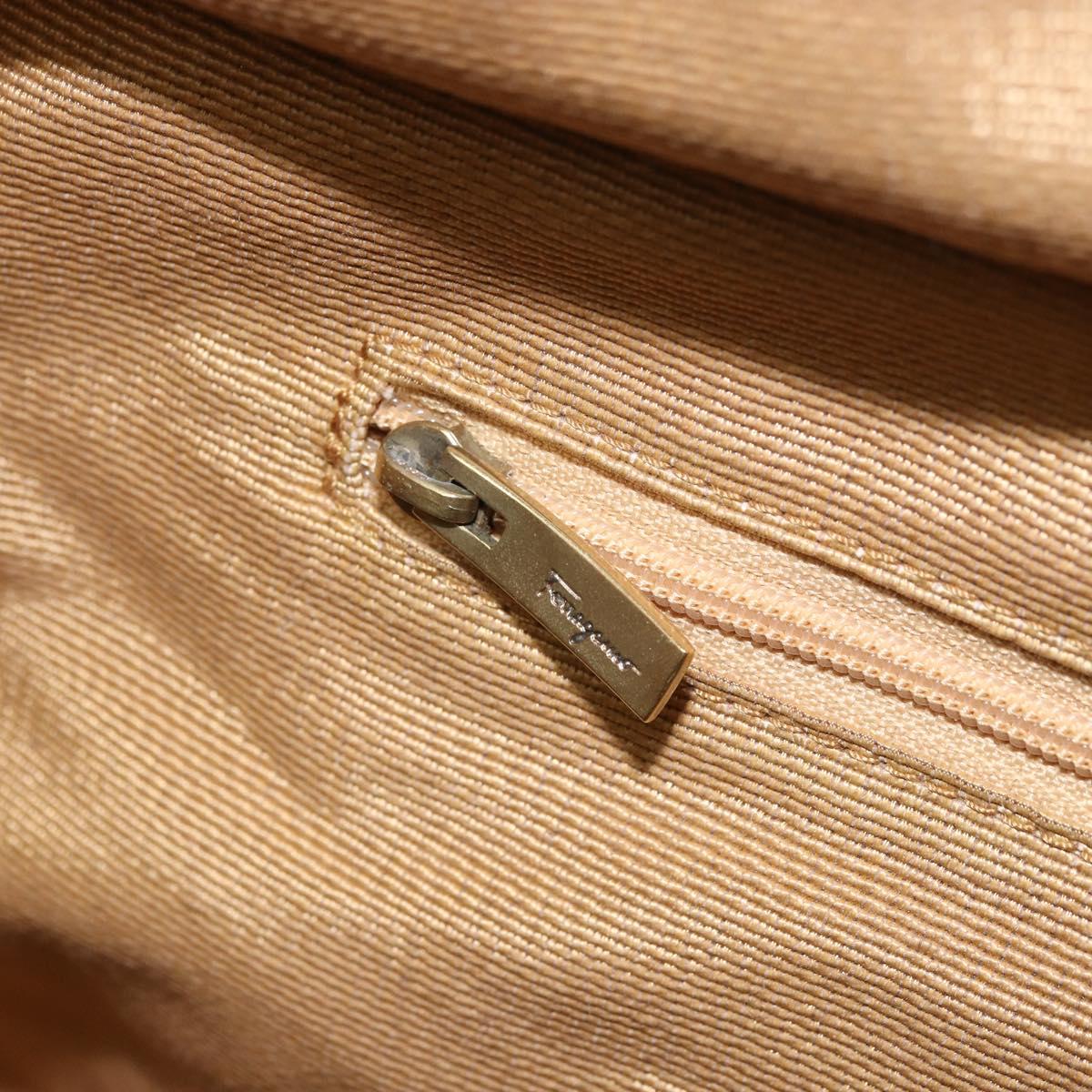 Salvatore Ferragamo Gancini Tote Bag Canvas Purple Gold Auth BA10562
