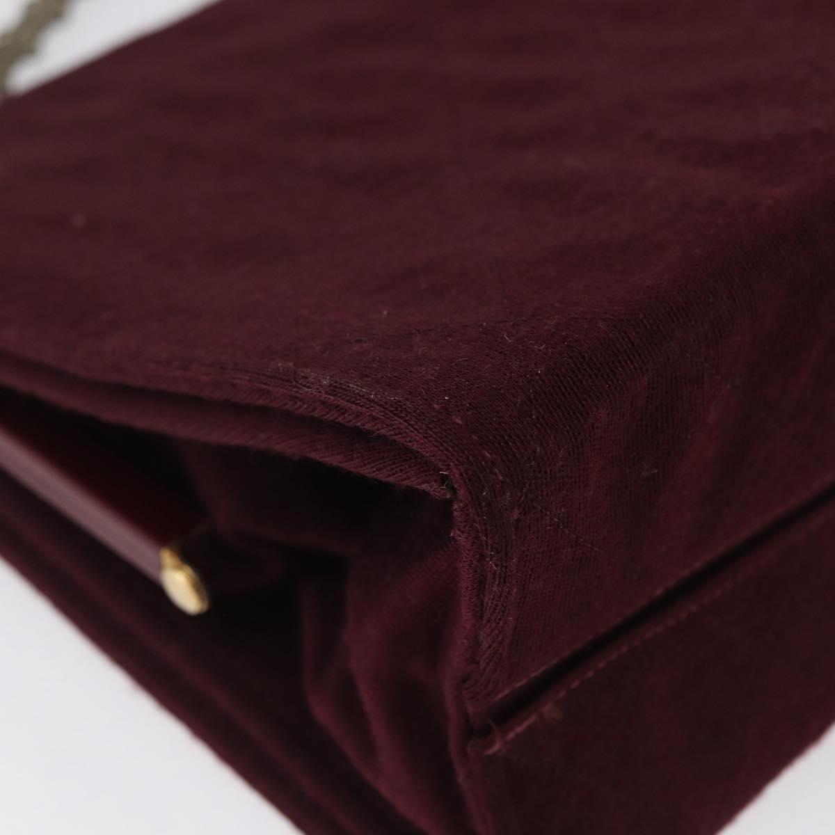 CHANEL Matelasse Chain Hand Bag Cotton Bordeaux Gold CC Auth BA10566