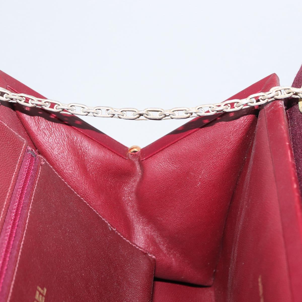 CHANEL Matelasse Chain Hand Bag Cotton Bordeaux Gold CC Auth BA10566