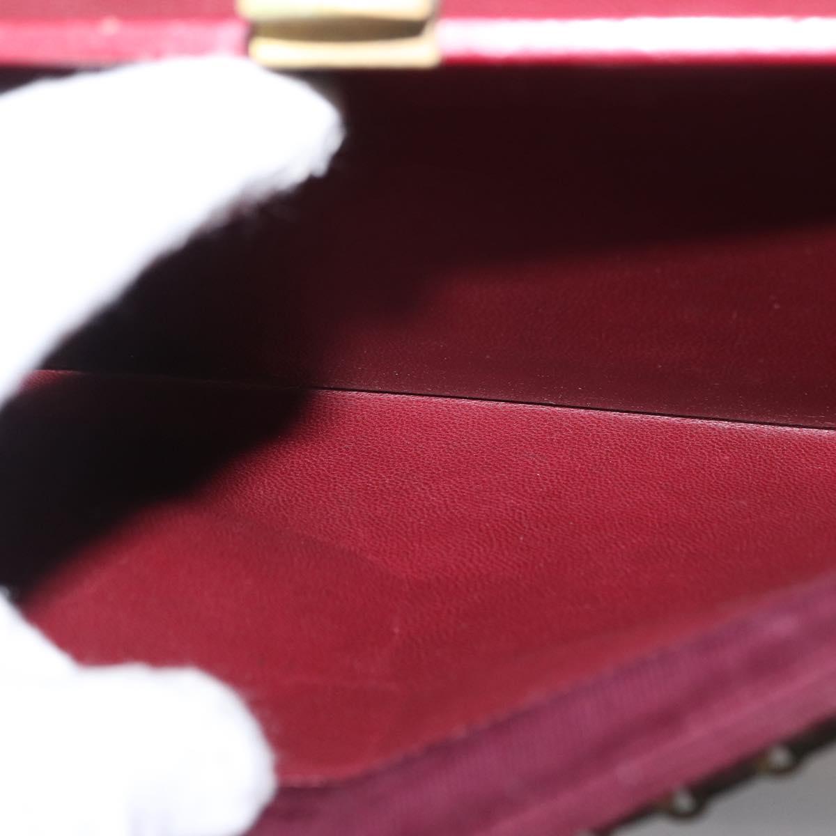 CHANEL Matelasse Chain Hand Bag Cotton Bordeaux Gold CC Auth BA10566