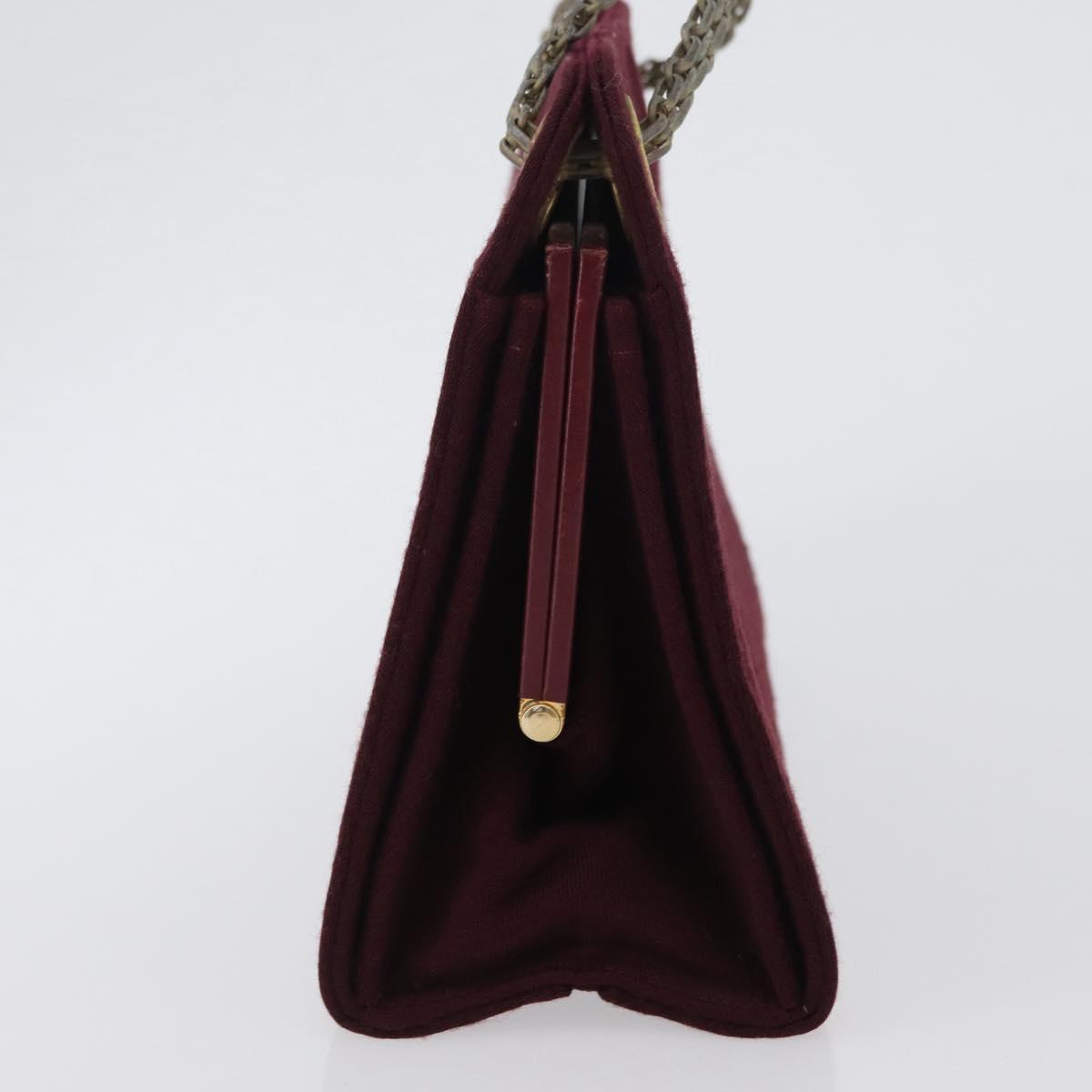 CHANEL Matelasse Chain Hand Bag Cotton Bordeaux Gold CC Auth BA10566