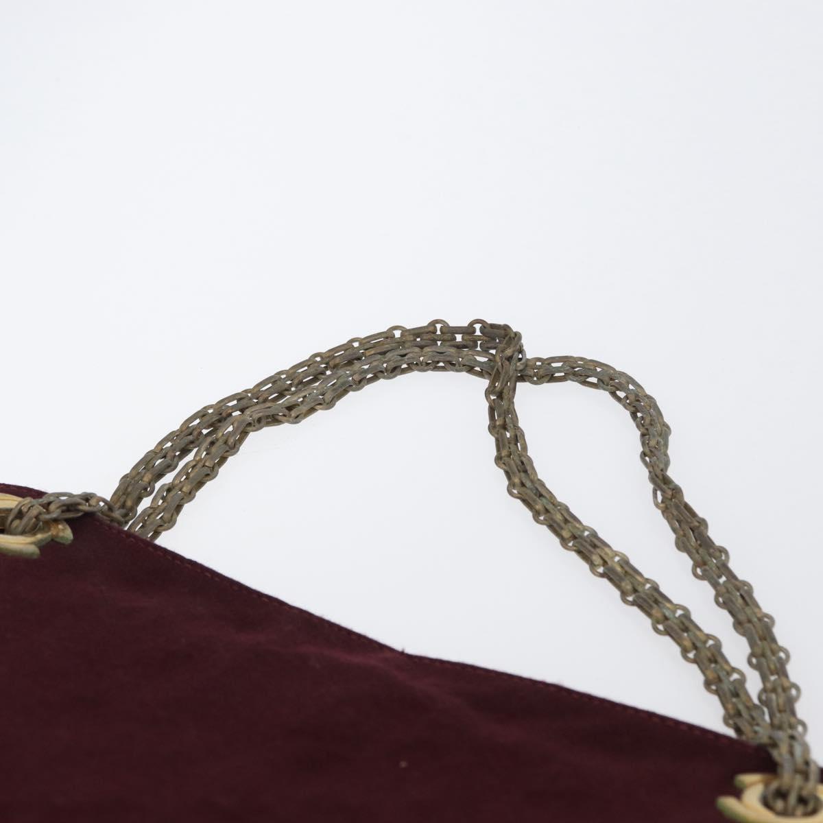 CHANEL Matelasse Chain Hand Bag Cotton Bordeaux Gold CC Auth BA10566