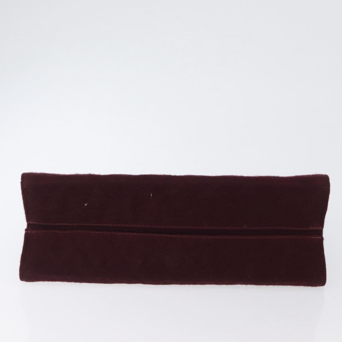 CHANEL Matelasse Chain Hand Bag Cotton Bordeaux Gold CC Auth BA10566