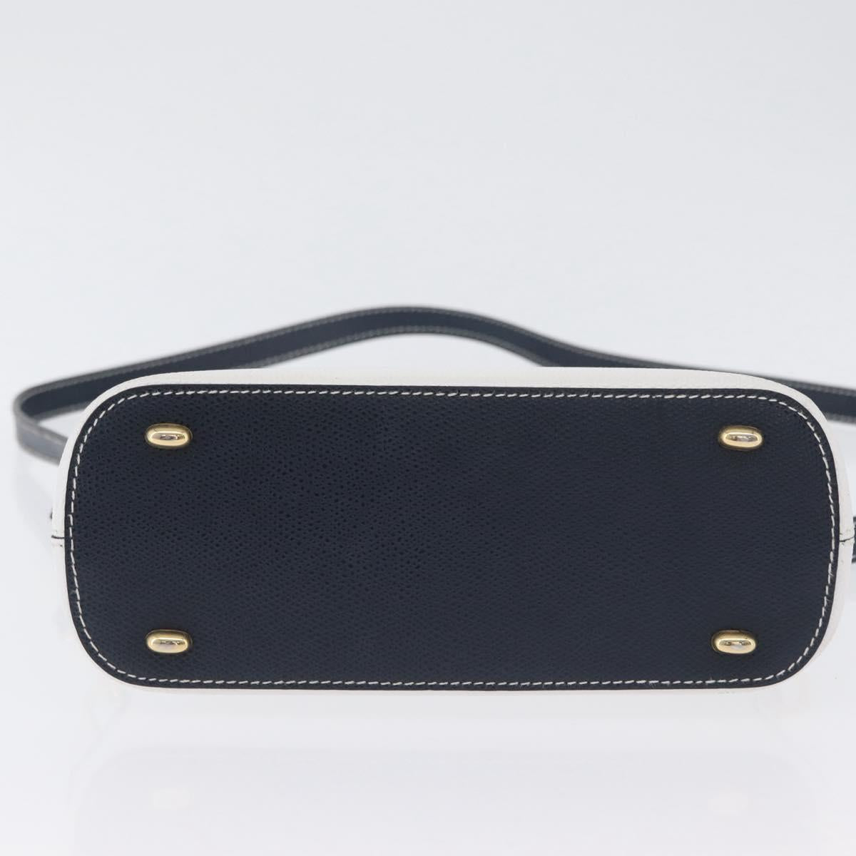 CELINE Hand Bag Leather 2way White Gold Auth BA10567