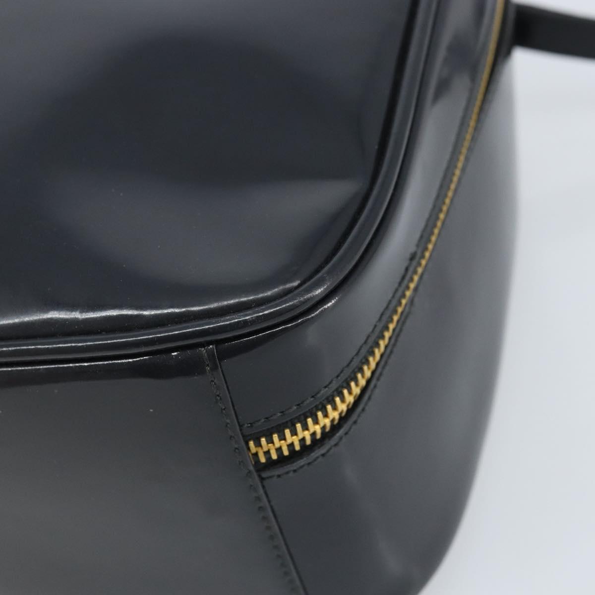 GUCCI Bamboo Vanity Hand Bag Patent 2way Navy Gold 000 3270 0323 Auth BA10568