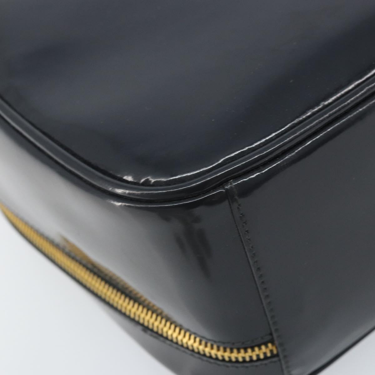 GUCCI Bamboo Vanity Hand Bag Patent 2way Navy Gold 000 3270 0323 Auth BA10568