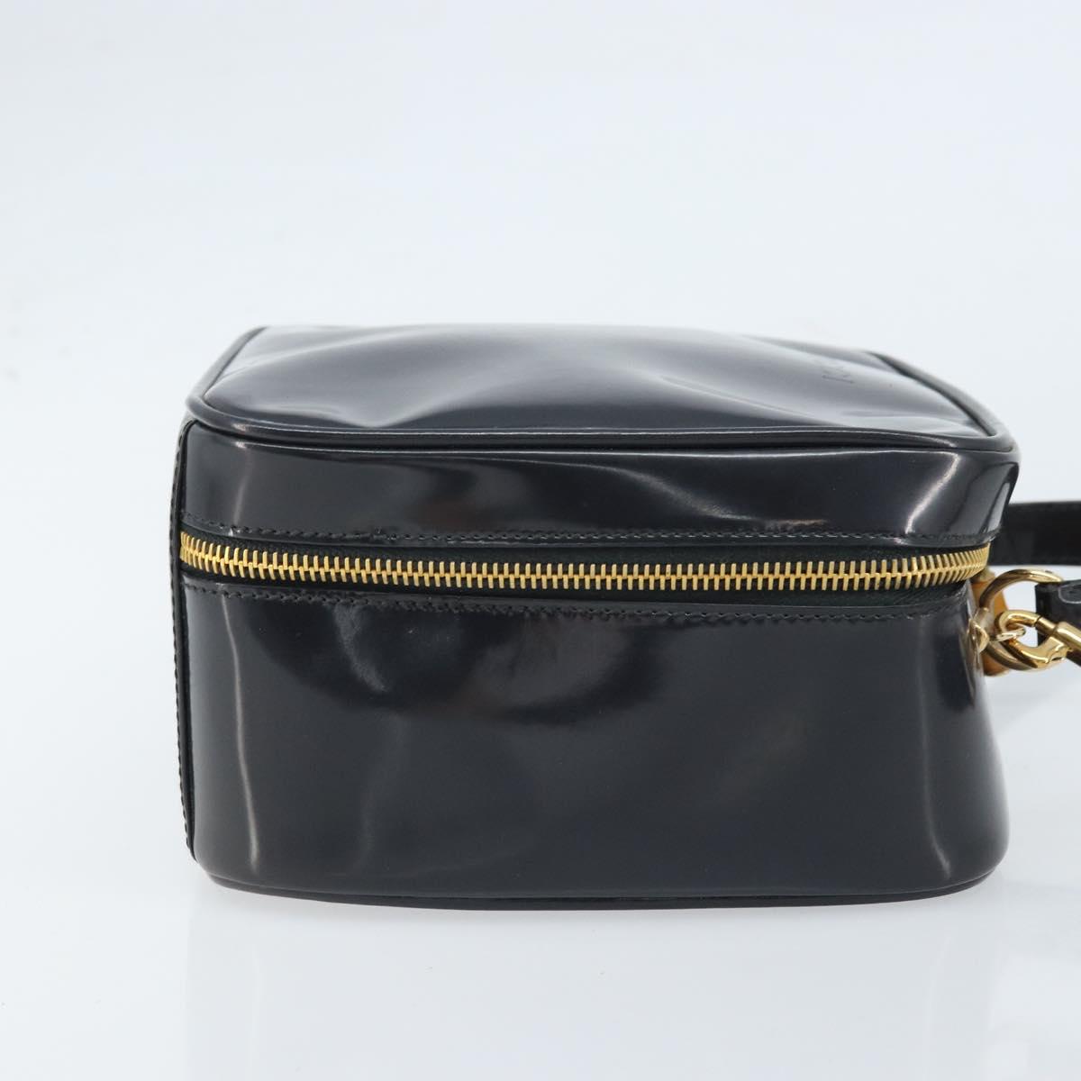 GUCCI Bamboo Vanity Hand Bag Patent 2way Navy Gold 000 3270 0323 Auth BA10568