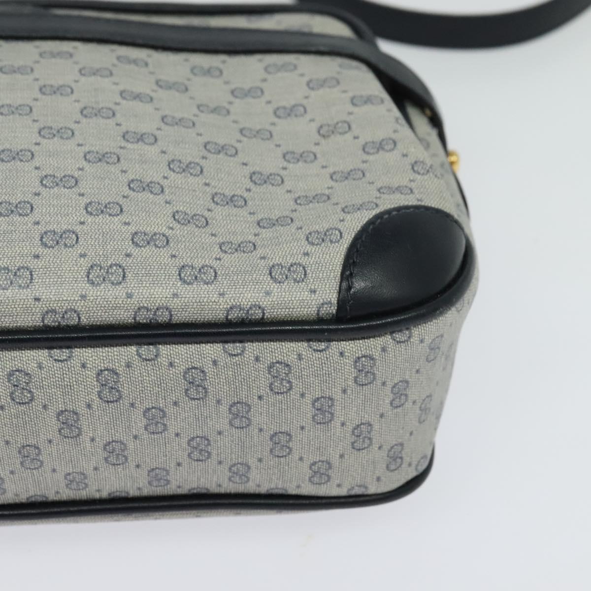 GUCCI Micro GG Supreme Shoulder Bag PVC Navy Gold 007 084 0092 Auth BA1057