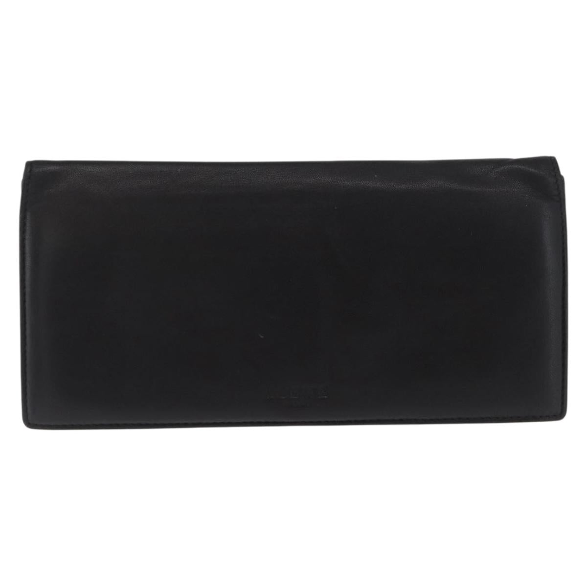 LOEWE Long Wallet Leather Black Auth BA10581
