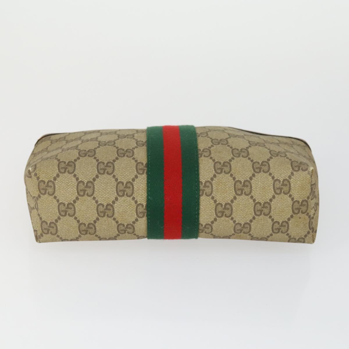 GUCCI GG Supreme Web Sherry Line Shoulder Bag PVC 5 Set Beige Red Auth BA10584