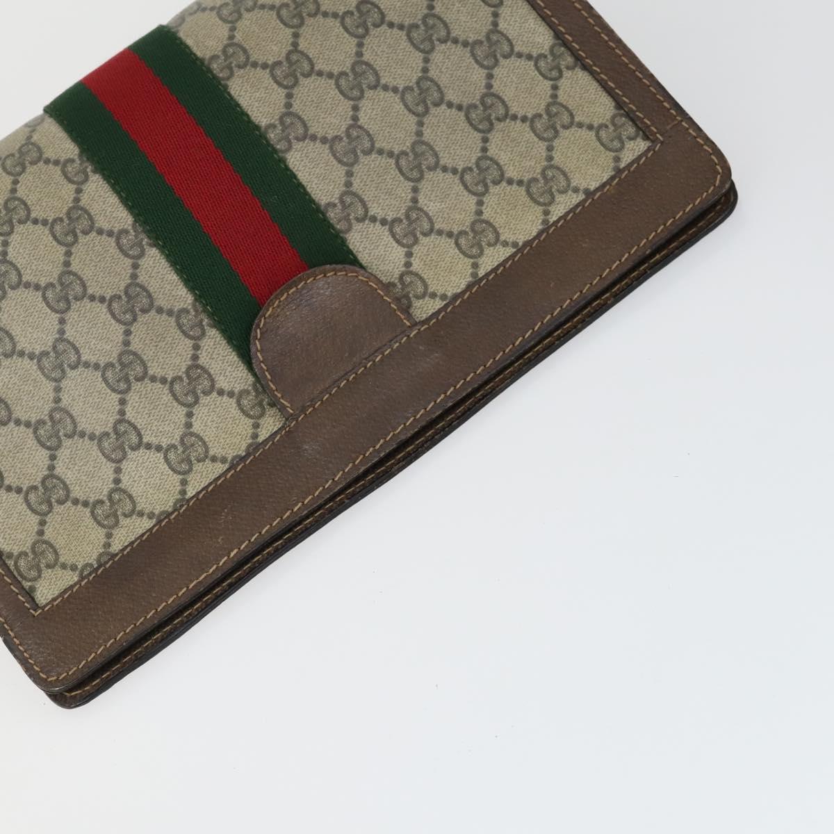 GUCCI GG Supreme Web Sherry Line Shoulder Bag PVC 5 Set Beige Red Auth BA10584