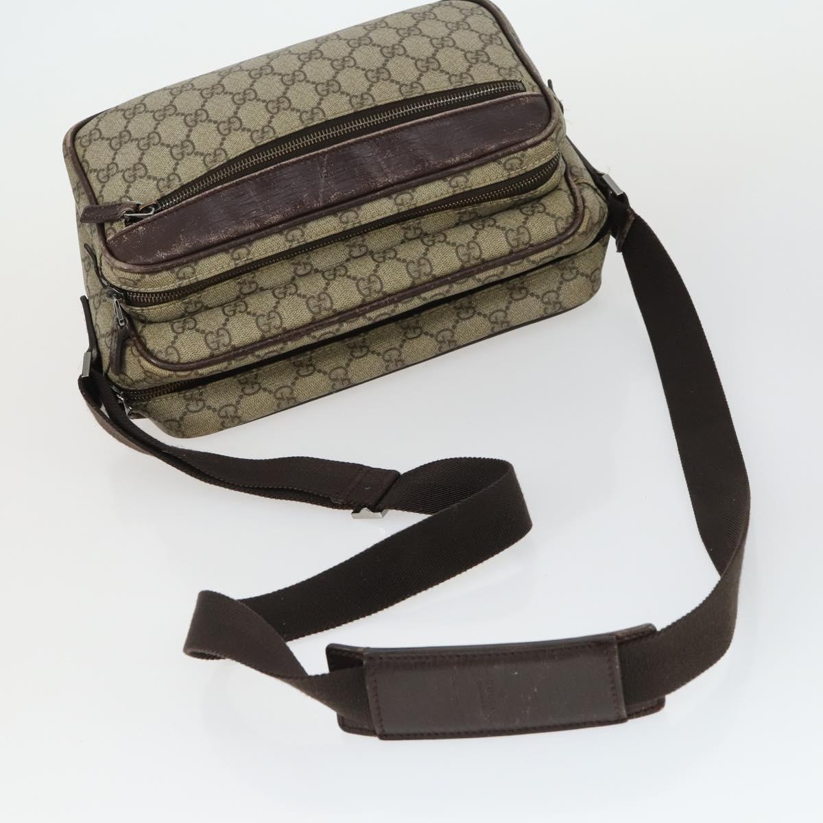 GUCCI GG Supreme Web Sherry Line Shoulder Bag PVC 5 Set Beige Red Auth BA10584