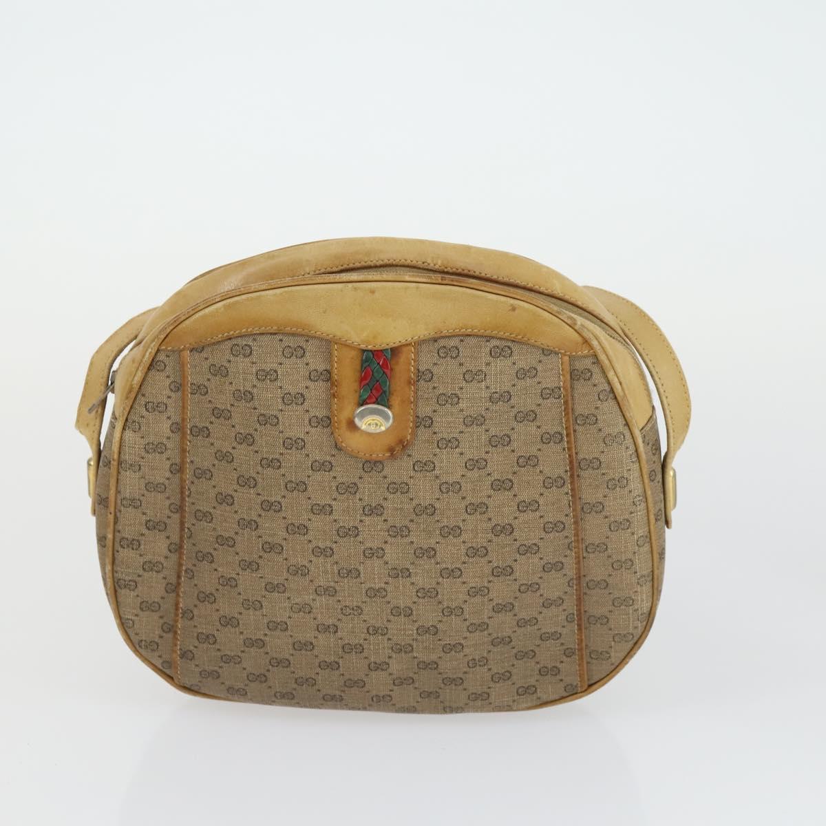 GUCCI GG Supreme Web Sherry Line Shoulder Bag PVC 5 Set Beige Red Auth BA10584