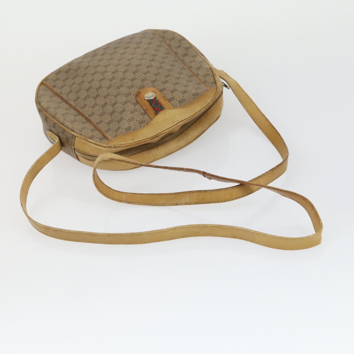 GUCCI GG Supreme Web Sherry Line Shoulder Bag PVC 5 Set Beige Red Auth BA10584