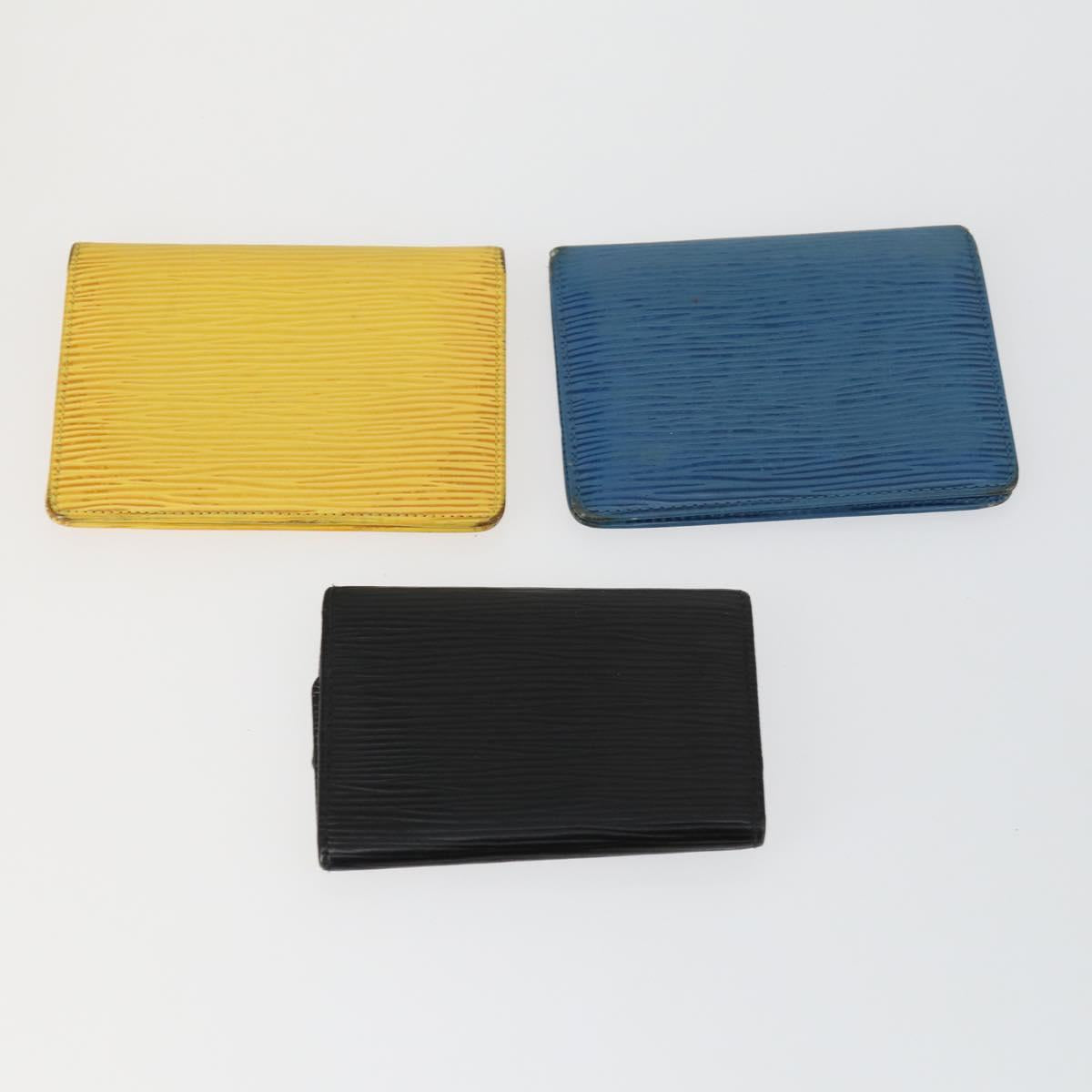 LOUIS VUITTON Epi Key Case 6 Set Black Blue yellow LV Auth BA10585