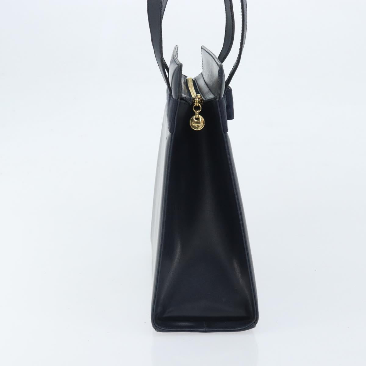 Salvatore Ferragamo Vara Ribbon Shoulder Bag Leather Navy Gold Auth BA10602