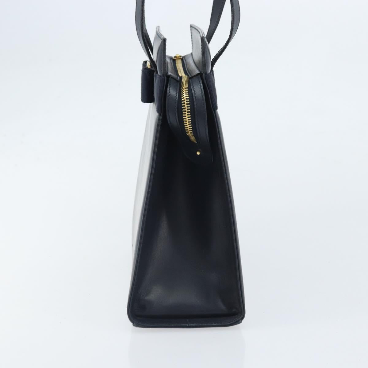 Salvatore Ferragamo Vara Ribbon Shoulder Bag Leather Navy Gold Auth BA10602
