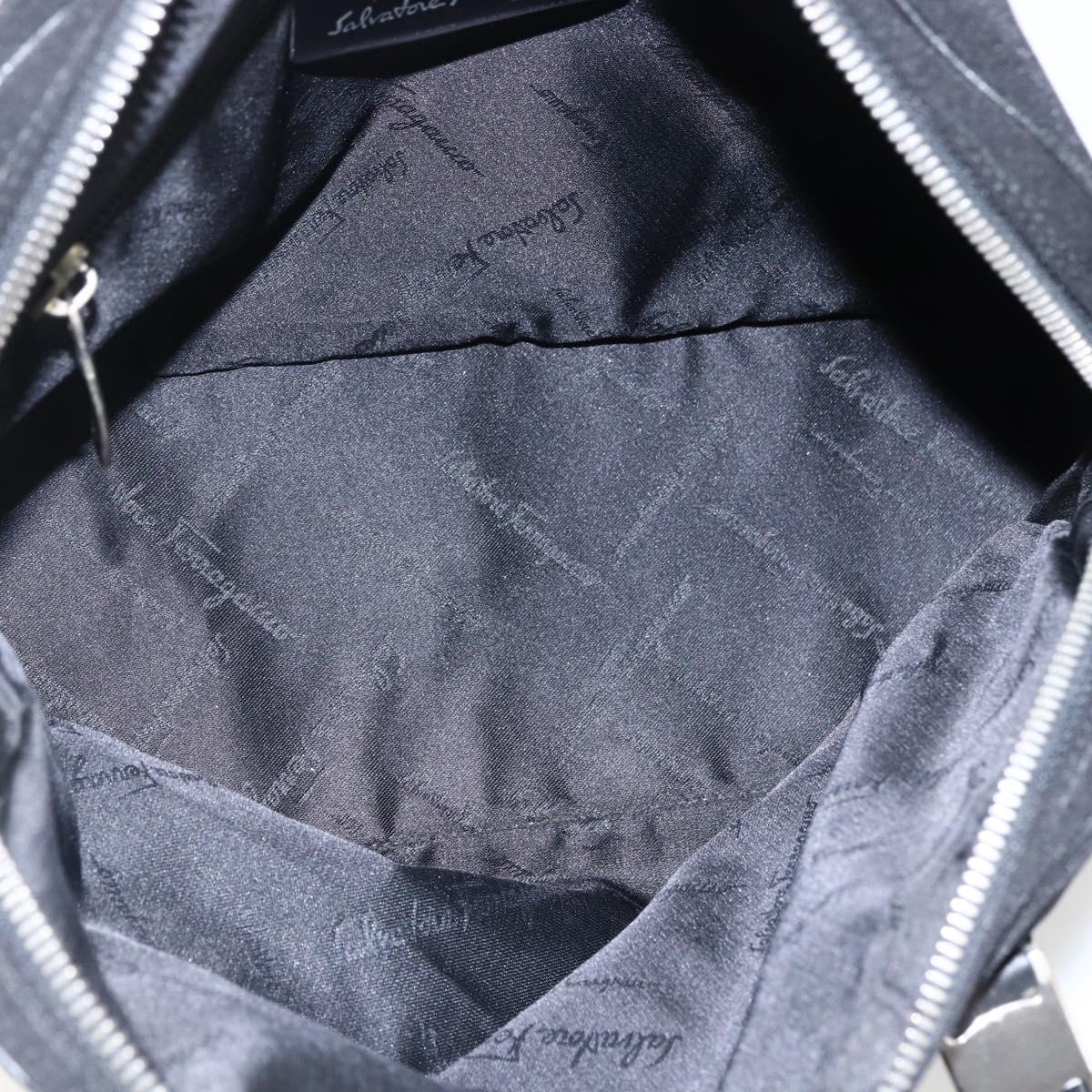 Salvatore Ferragamo Hand Bag Nylon Black Silver Auth BA10606