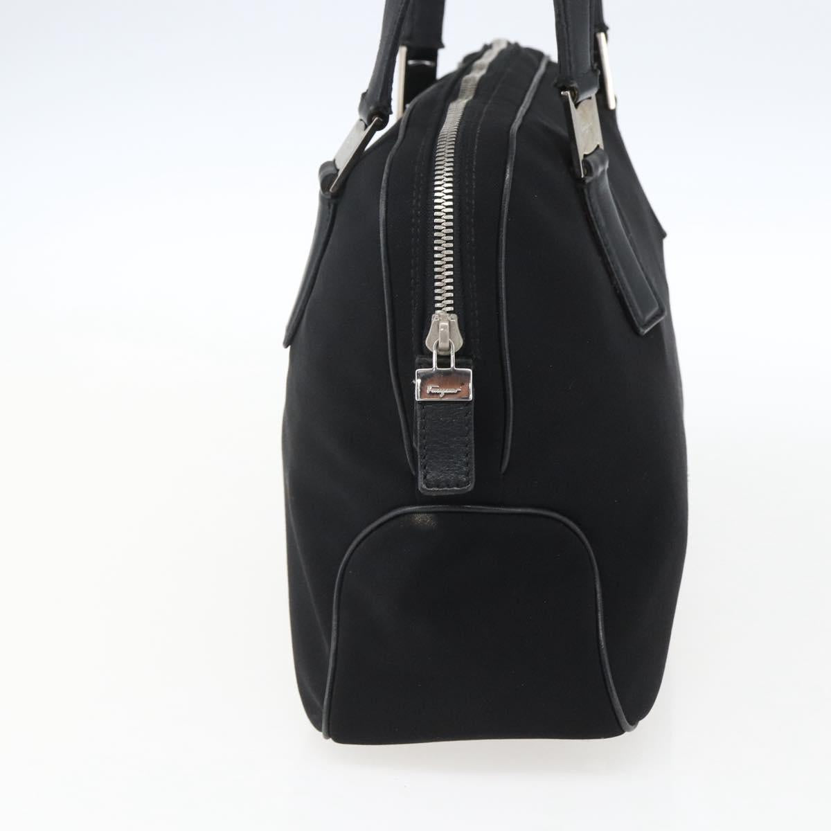 Salvatore Ferragamo Hand Bag Nylon Black Silver Auth BA10606