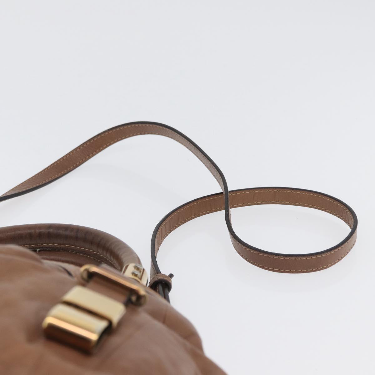 Chloe Victoria Hand Bag Leather 2way Brown Gold Auth BA10608
