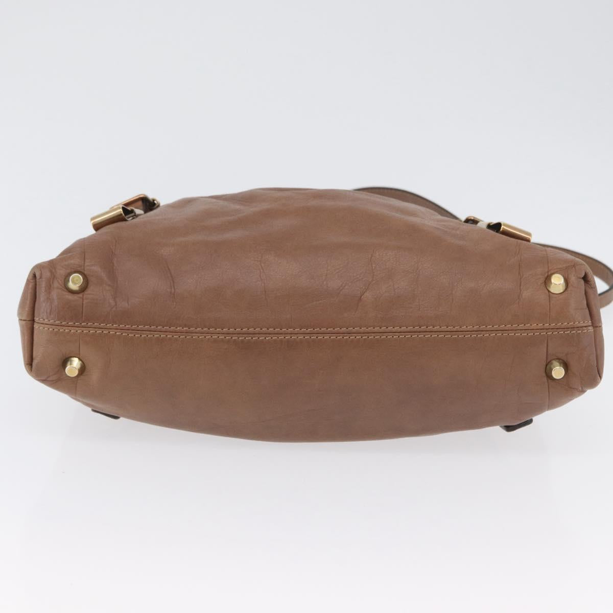 Chloe Victoria Hand Bag Leather 2way Brown Gold Auth BA10608